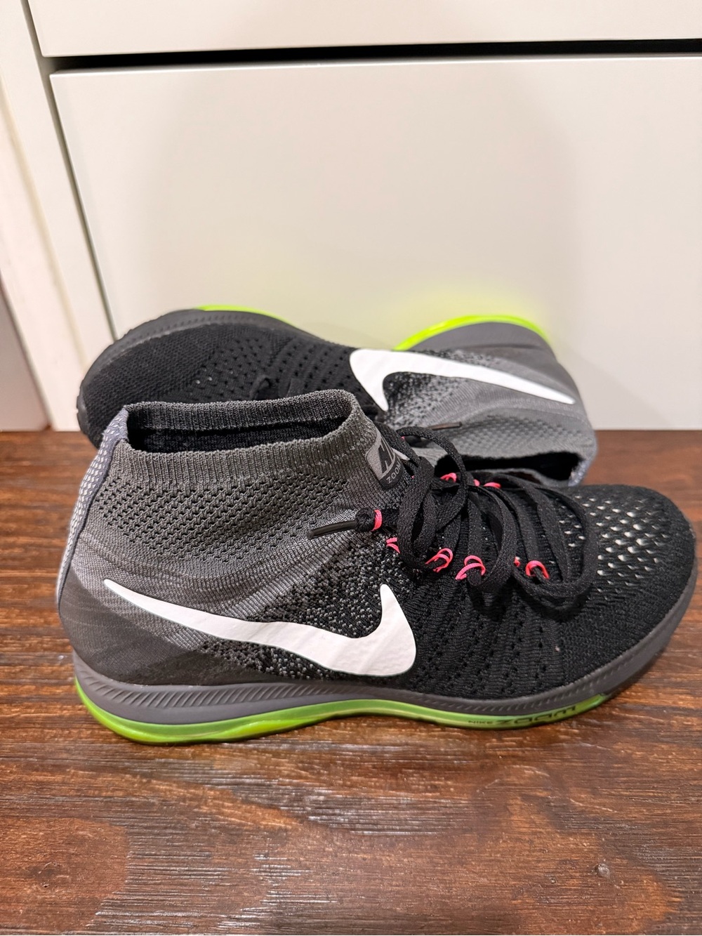 Nike Zoom All Out Flyknit Black Volt Running Shoes Women’s 8